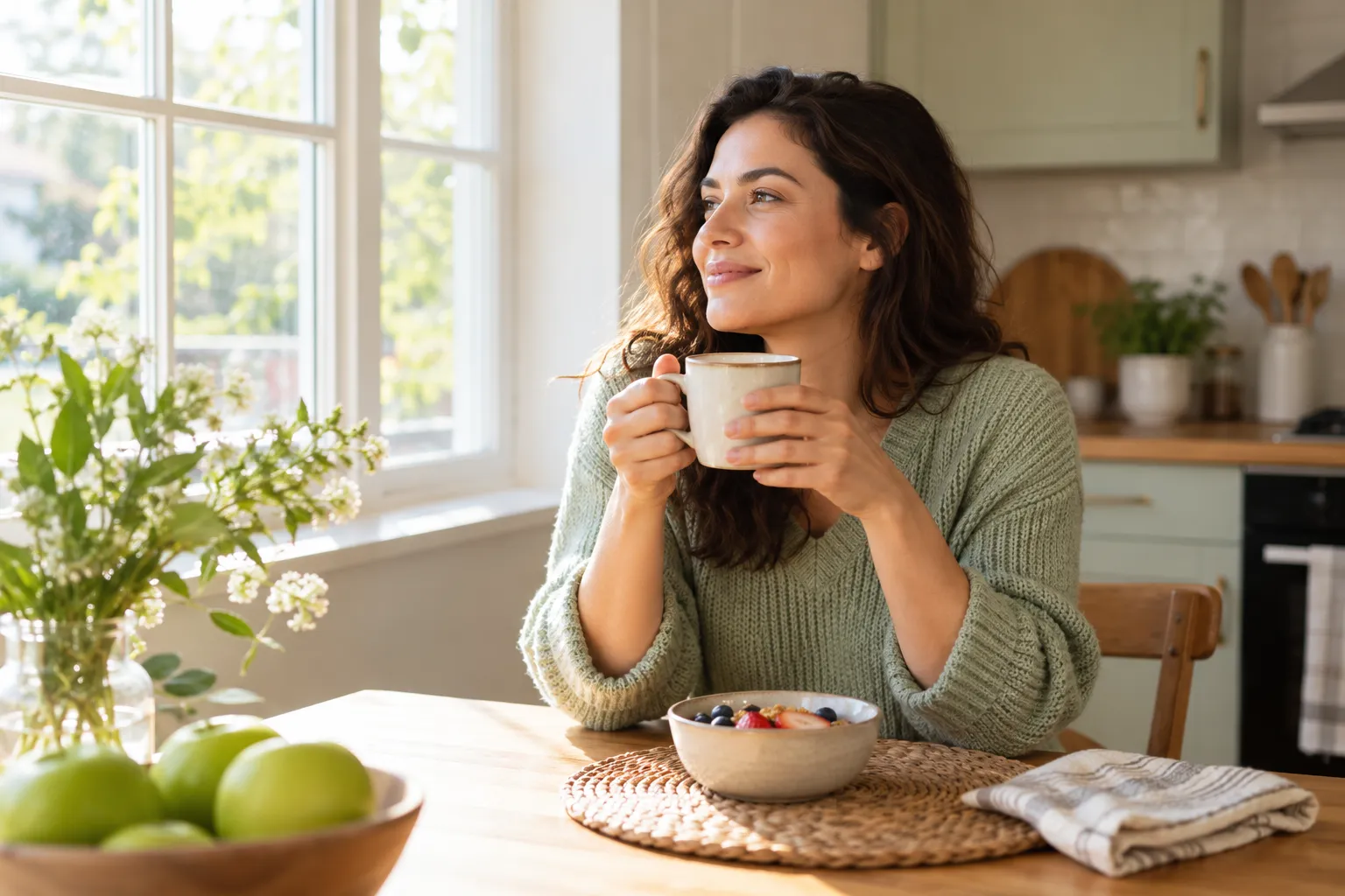 A simple morning coffee kept separate from the evening wind-down