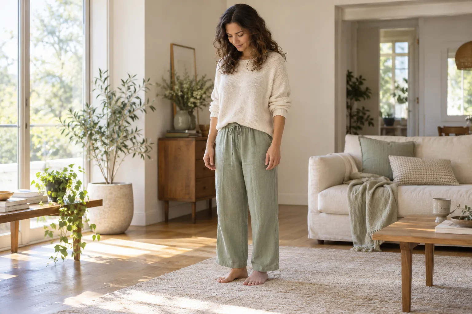 Adult noticing the support of the floor during a brief grounding pause