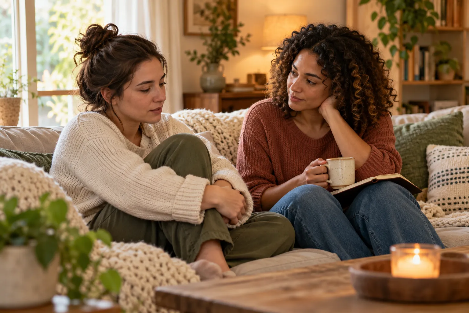 A trusted person offering quiet support during a difficult moment